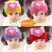 Combo 2 mũ len tóc giả cho bé gái 0-3 tuổi  2 màu 2 mẫu khác nhau
