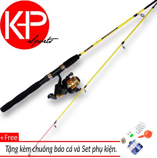 Bộ Cần Câu 2 Khúc KHP 2M1 V2 Vàng Tặng Kèm Chuông Báo Cá Và Set Phụ Kiện + Máy 2000 (*Kim Thủy)