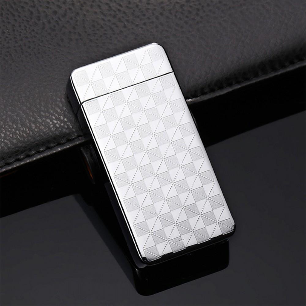 Hộp quẹt bật lửa zippo 2 tia plasma màu xám hình caro siêu chất