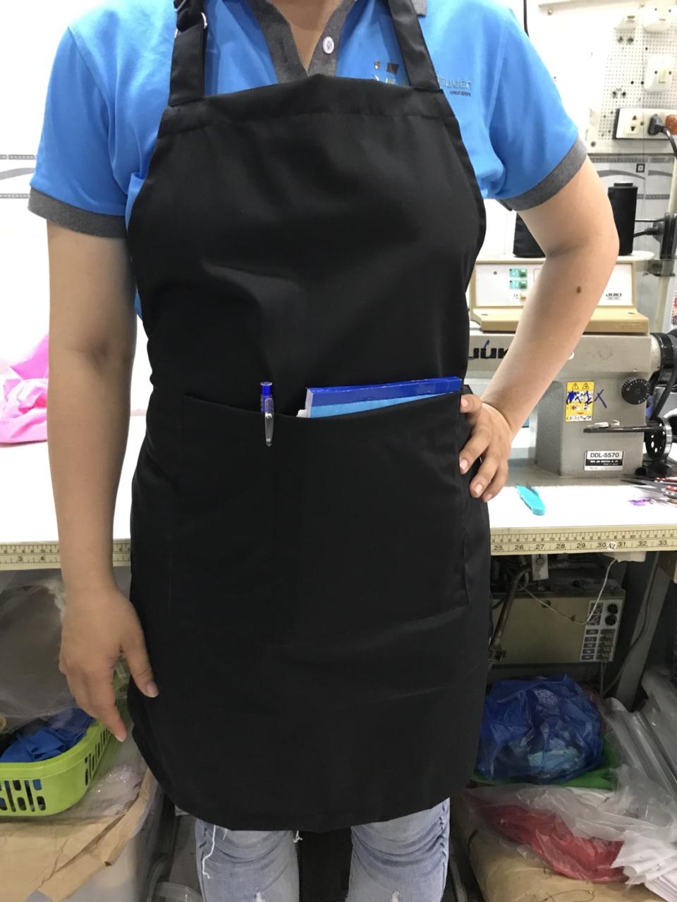 Tạp dề yếm phục vụ màu đen trơn