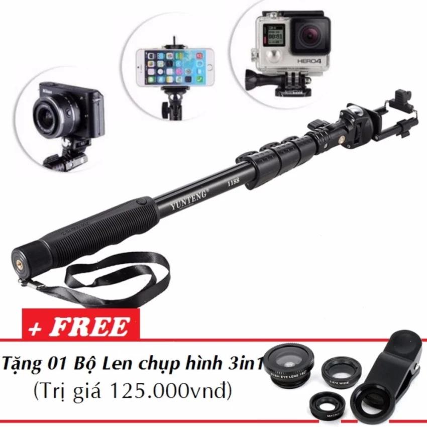 Gậy chụp hình chuyên nghiệp yt-1188 tặng bộ len 3 in 1 cho điện thoại