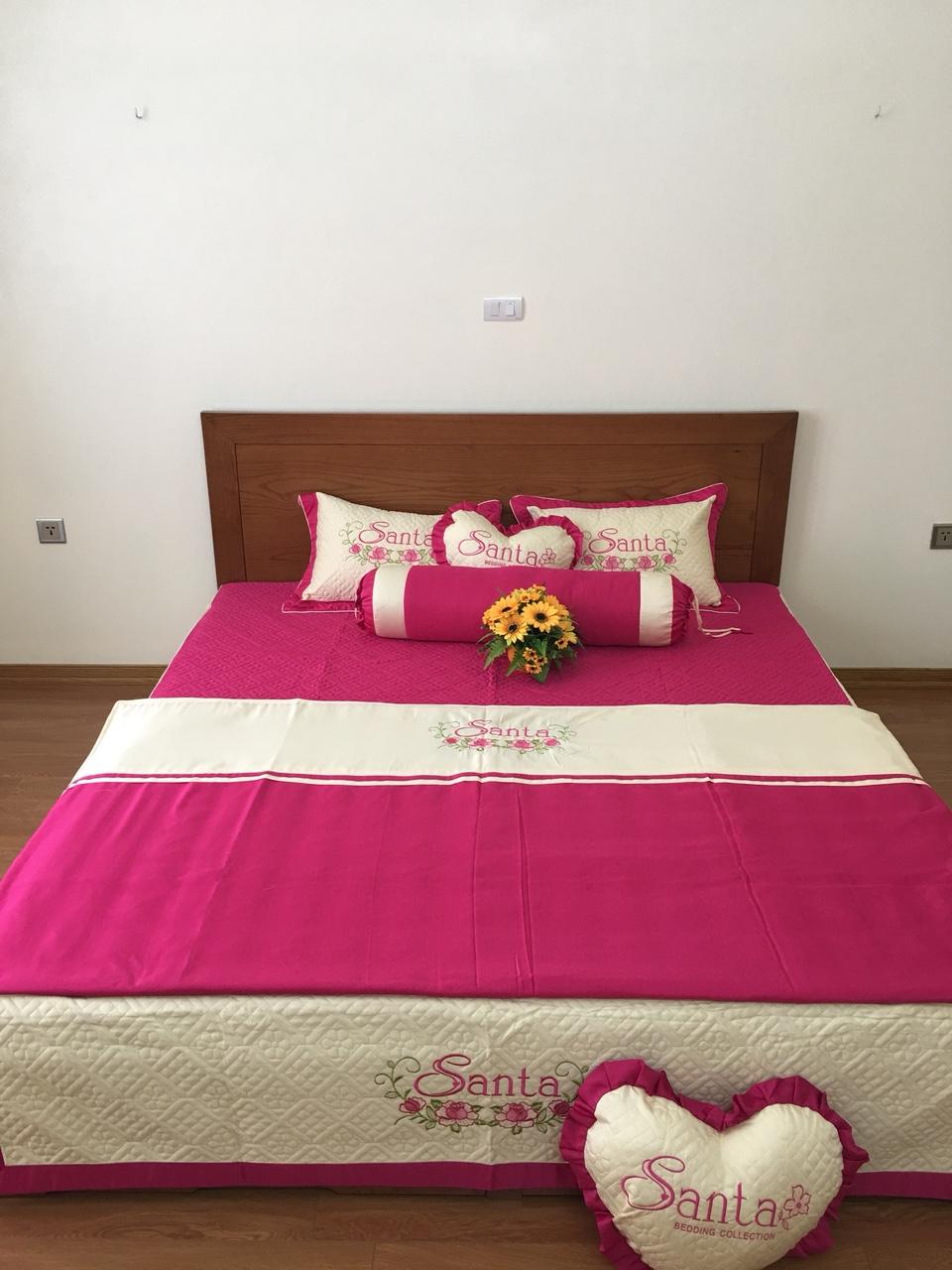 Bộ chăn ga gối đệm Santa + Đôi ruột Trái Tim