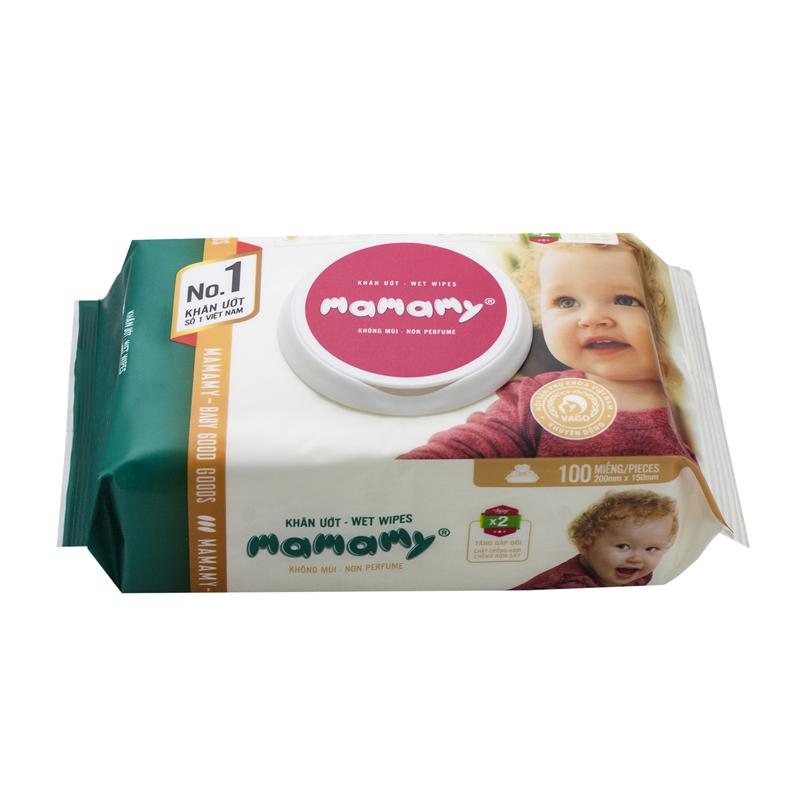 Bộ 10 gói Khăn Ướt Mamamy không mùi có nắp 80 tờ