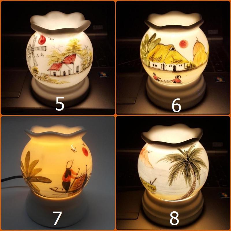 Đèn xông tinh dầu sứ Bát Tràng (Chọn mẫu) kiêm đèn ngủ KamiHome Chống muỗi Diệt muỗi