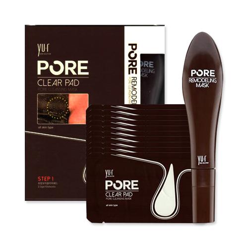 Set lột mụn đầu đen Yu.R Skin Solution Pore Clear Pad và YU.R Pore Remodeling Cleansing Mask
