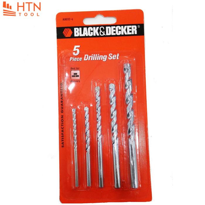 Black+decker - a8032g hộp mũi khoan gạch bê tông 5 chi tiết