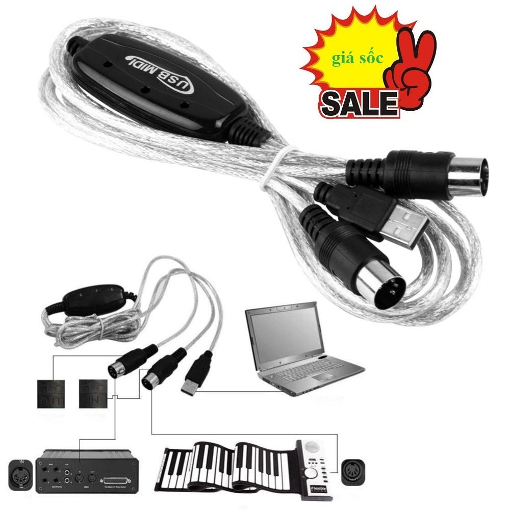 BÁO GIÁ Dây Cáp Tín Hiệu Laptop | Shopee Lazada Sendo Tiki mới nhất 68 Dây cáp Midi to USB Cable cho Organ, Máy tính, Keyboard, Piano BC-08C (kết nối truyền tín hiệu, âm thanh sang Computer, Laptop, Smartphone)