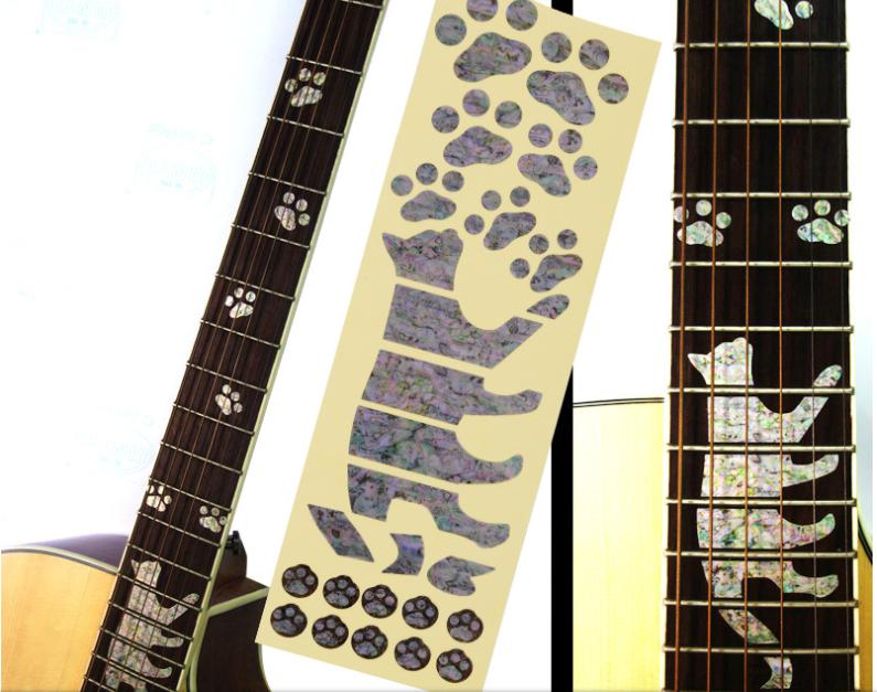 Dán khảm cần đàn guitar hình chân báo