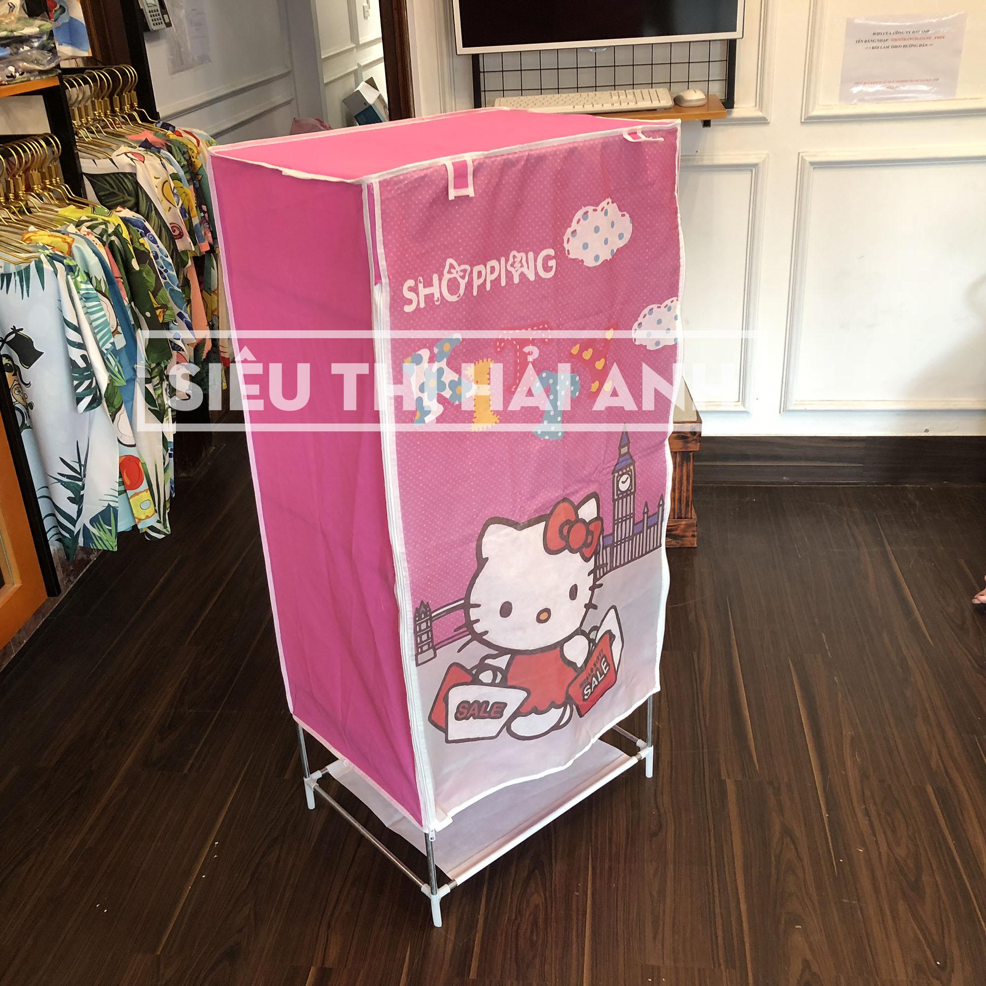 Tủ vải quần áo họa tiết helo kity 1 buồng 2 ngăn gdtruong63