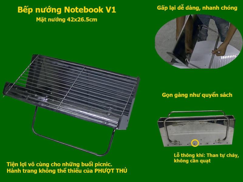 Bếp nướng than hoa MekongTech X1: Gập gọn như quyển sách, bếp nướng ngoài trời, chất liệu Inox(Mặt nướng rộng 42x26.5cm) an toàn sức khỏe, tiết kiệm than hạn chế tối đa khói dùng để nướng ngoài trời dã ngoại