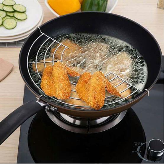 Bộ 2 vỉ chiên khô dầu gác chảo inox chống gỉ cao cấp