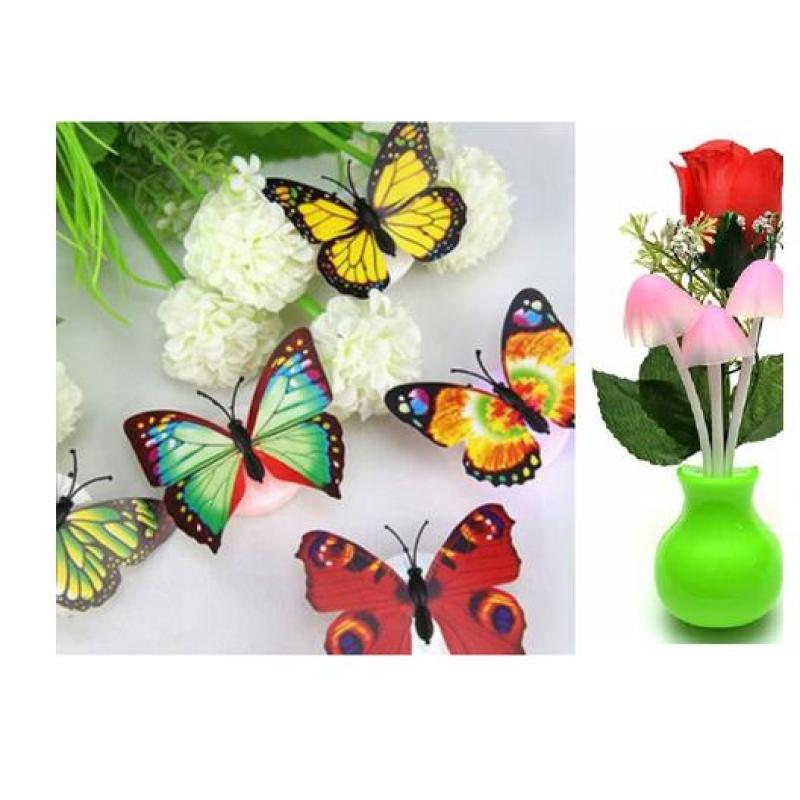 Bảng giá COMBO 2 món: 5 đèn led bướm + 1 đèn ngủ cảm ứng nấm chùm