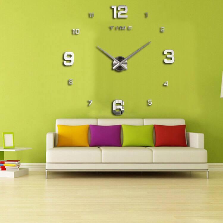Đồng hồ treo tường cỡ lớn tới 120x120cm diy 3d cho phòng khách hiện đại dcr-01