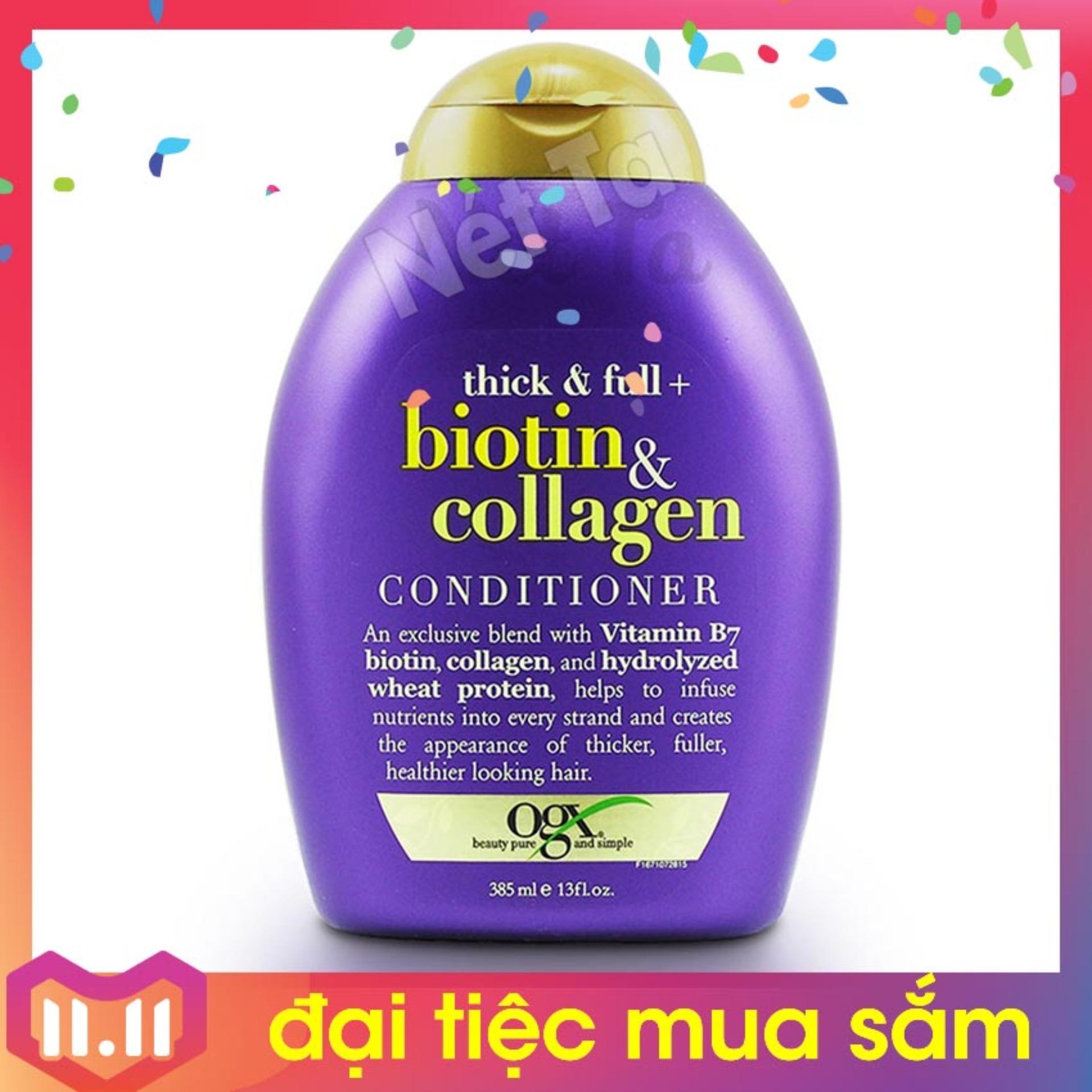 Dầu xả Biotin & Collagen 385ml OGX Beauty - USA làm dày tóc, ngăn rụng tóc, kích thích mọc tóc, phục hồi tóc