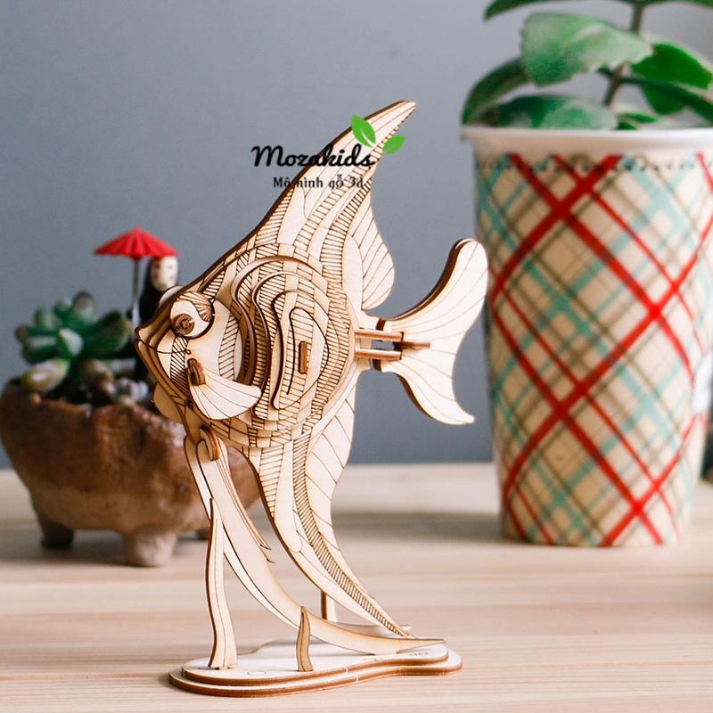 Đồ chơi lắp ráp gỗ 3D Mô hình Cá Vàng AngelFish Laser Robotime