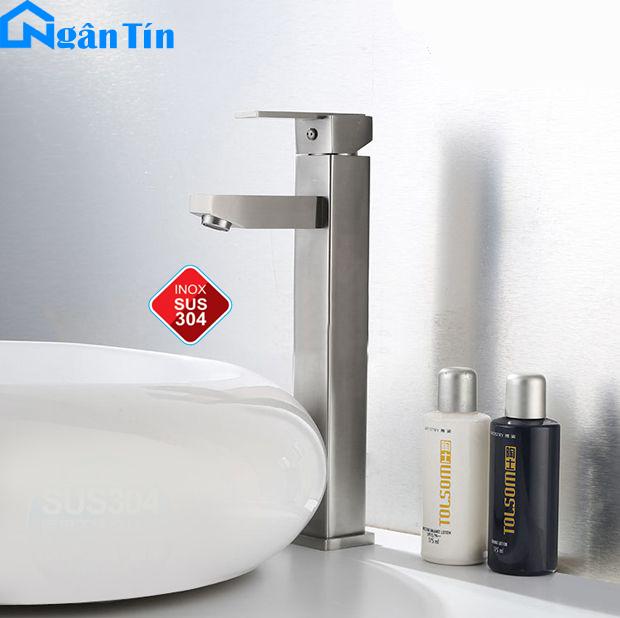 Vòi lavabo nóng lạnh cao 30cm inox sus304 protasa pt-503