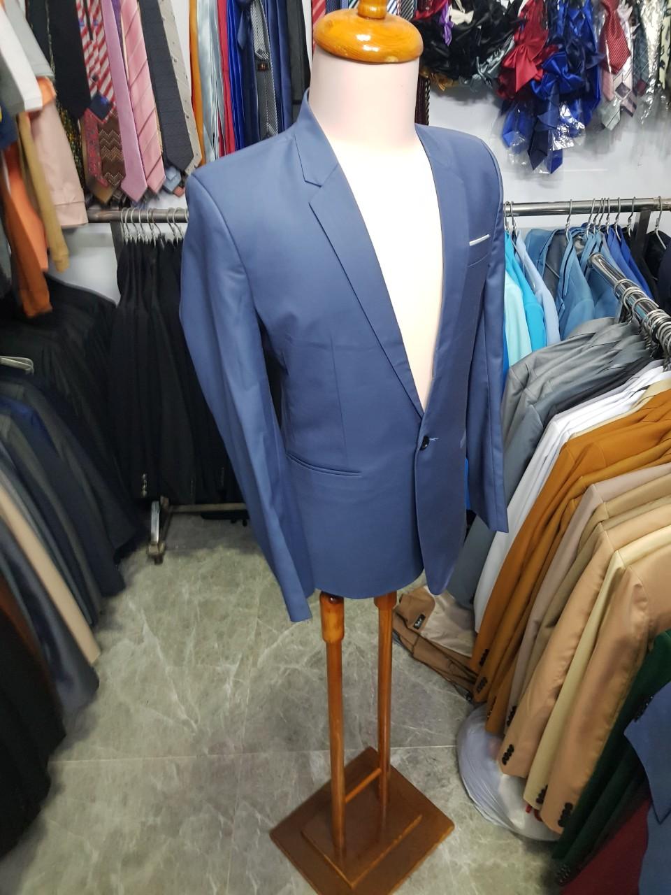 Áo vest nam màu xanh ôm body cá tính