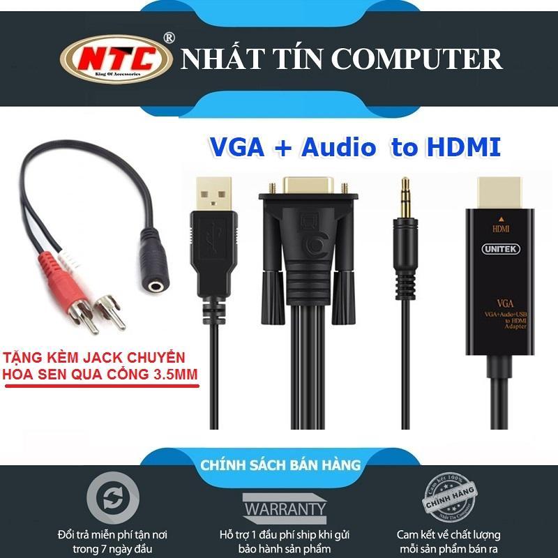 Bảng giá Cáp chuyển  VGA qua HDMI Unitek V02 - hỗ trợ âm thanh và hình chất lượng cao (Đen) - Nhất Tín Computer Phong Vũ