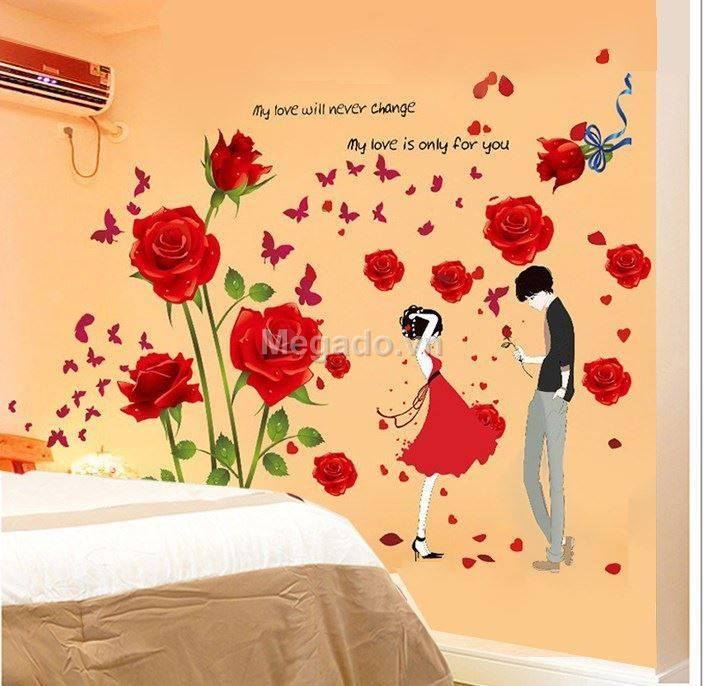 Combo 2 bức decal hoa hồng tình yêu