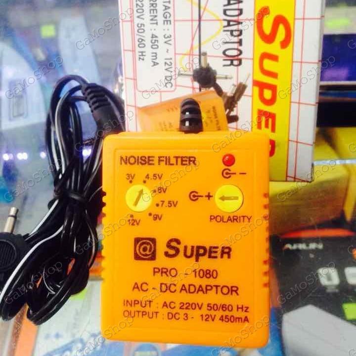[HCM]Nguồn Adapter đa năng SUPER 450mA 1080 5 đầu ra 3V 4.5V 6V 9V 12V 13.5V DC đảo cực được (Cam)