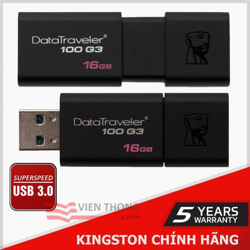 USB 3.0 Kingston DT100G3 16GB (Đen) + Tặng viết bi
