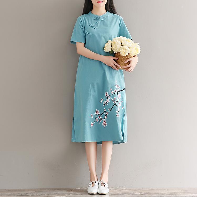 Đầm bầu công sở cổ tàu dáng dài