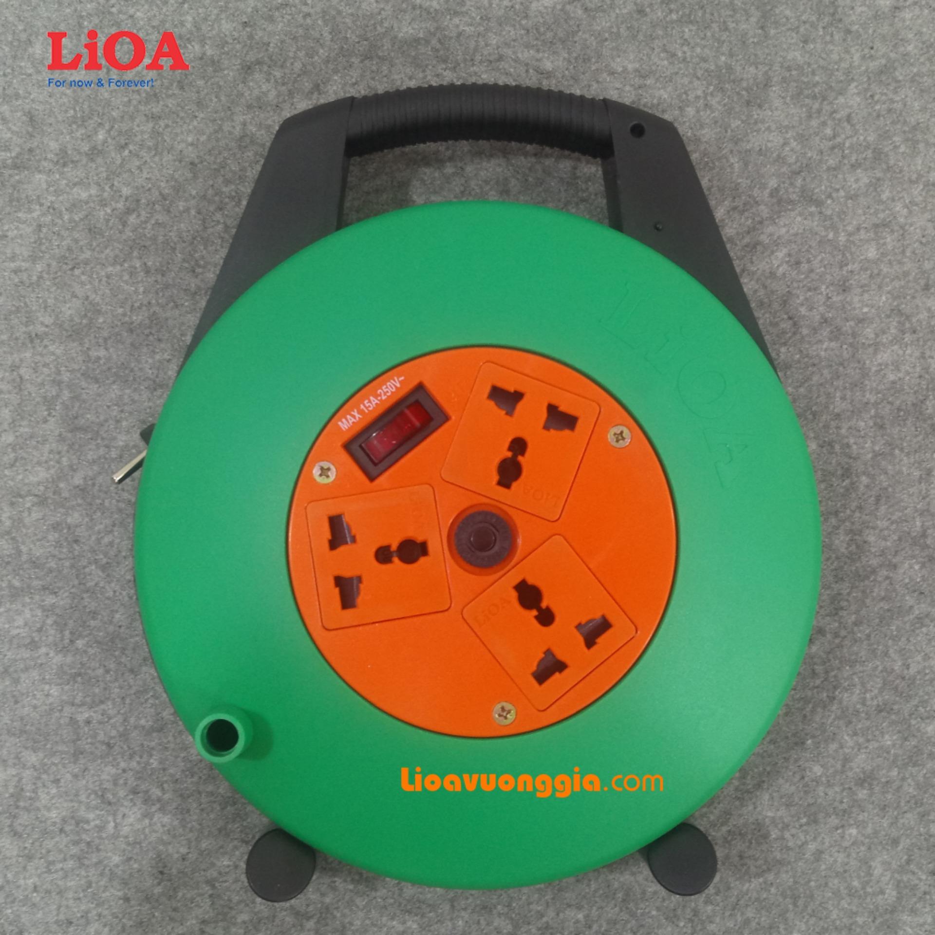 Ổ cắm kéo dài quay tay lioa - kiểu xách tay 15a 10m dây - xtd10-2-15a