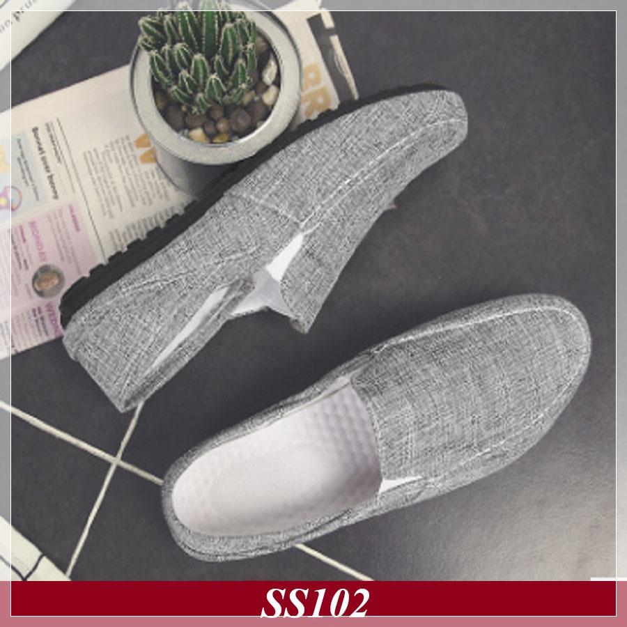 Giày lười nam Giày Nam Shop giày nam Giày đẹp Giày Vải Màu Xám Đậm