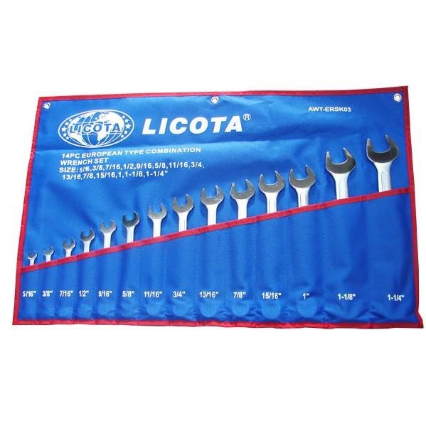 Bộ cờ lê vòng và miệng 14 cây xi mờ hệ inch - licota awt-ersk03