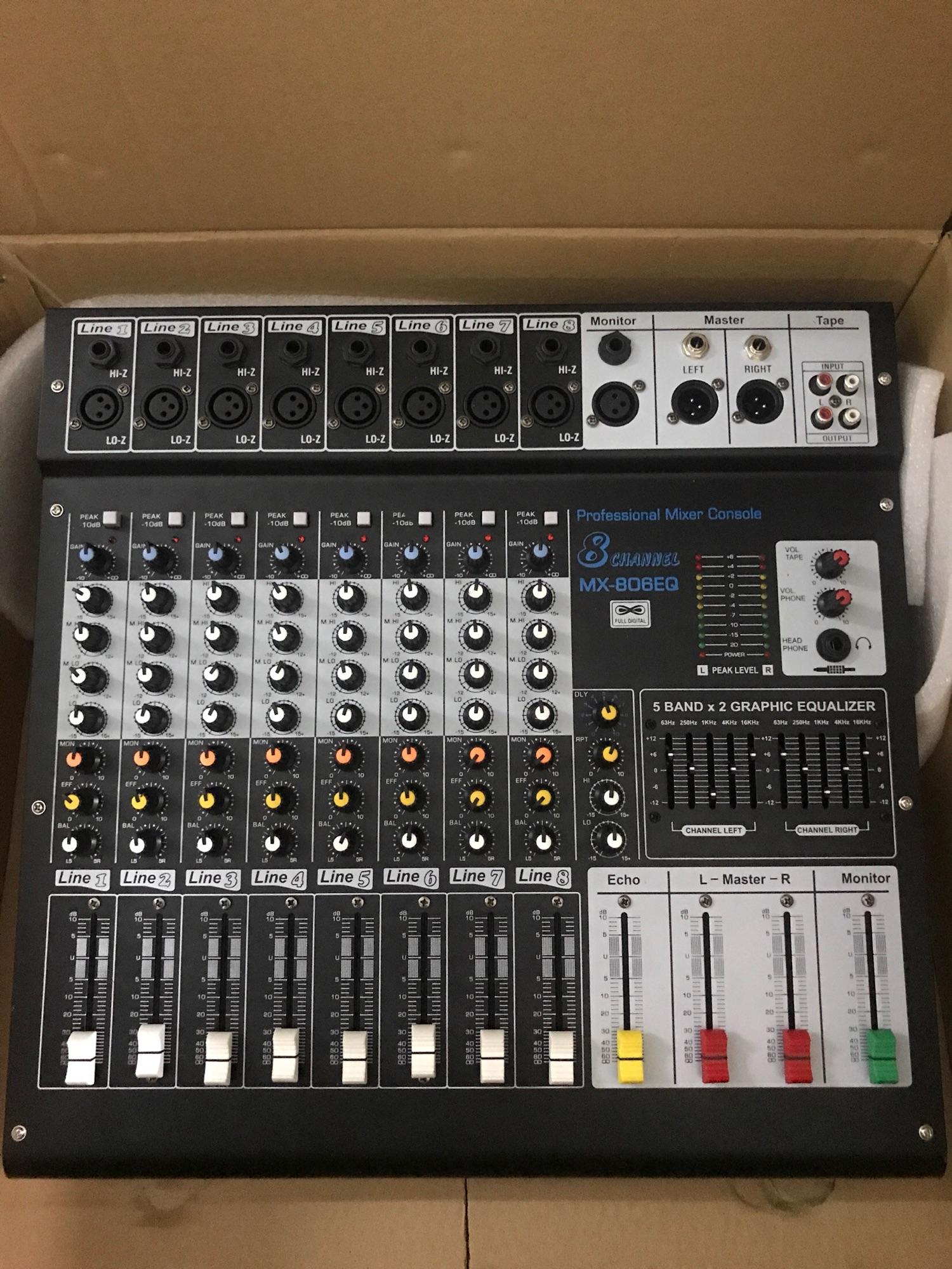 [HCM]Mixer 8 line MX-806EQ ECHO-RIVERD thiết kế nâng tiếng ca
