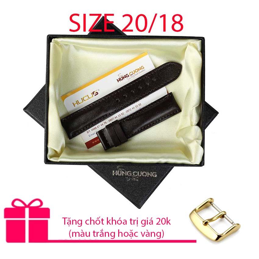 Dây Đồng Hồ Nam Da Bò Thật Hùng Cường HC8304 (Size 20)