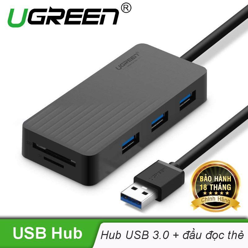 Bảng giá Hub USB 3.0 3 cổng + đầu đọc thẻ UGREEN CR132 30413 - Hãng phân phối chính thức Phong Vũ
