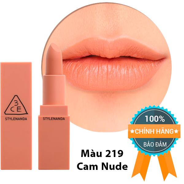 Son lì 3ce mood recipe màu 219 brilliant - màu cam nude - chính hãng 100%