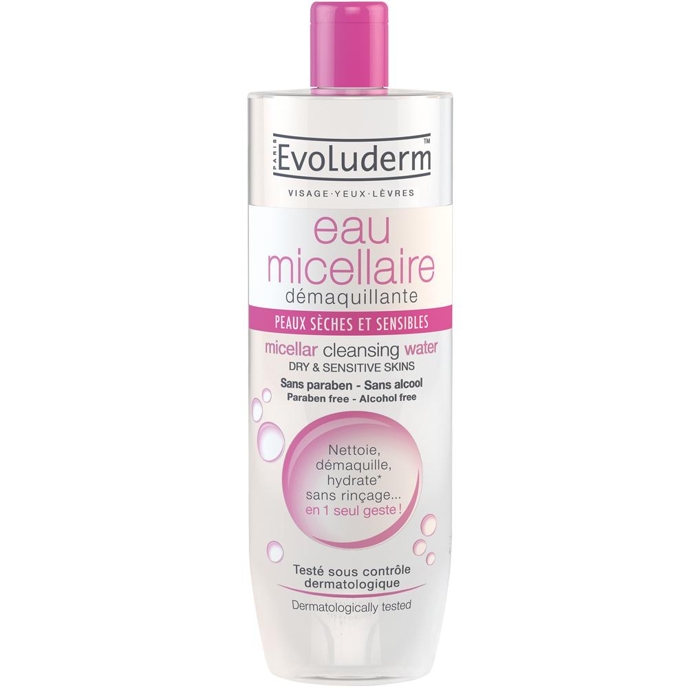 Tẩy Trang Evoluderm Eau Micellaire #Hồng 500ml - Dành cho da khô và da thường