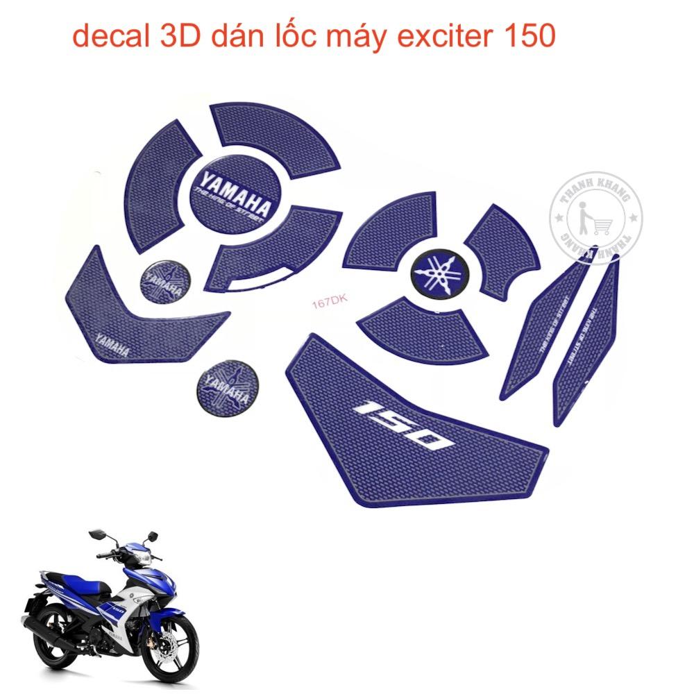 Decal 3d dán lốc máy exciter 150 màu xanh dương thanh khang 006000969