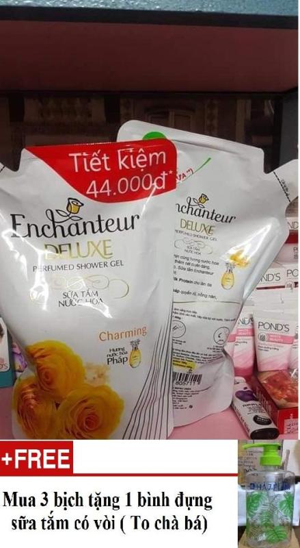 Sữa Tắm Trắng Và Dưỡng Ẩm Enchanteur Charming 450g (Tặng 1 bình đựng khi mua 3 bịch)