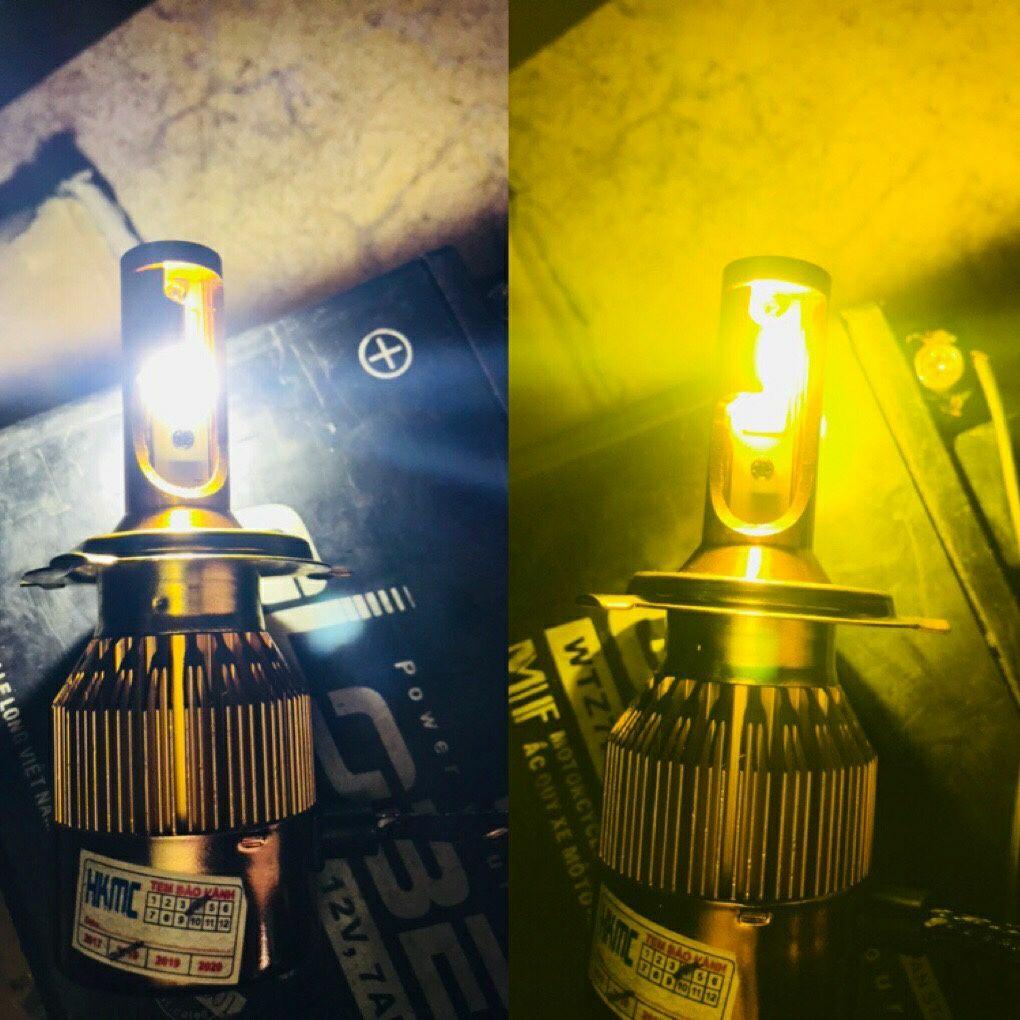 Led chân H4 2 màu vàng trắng