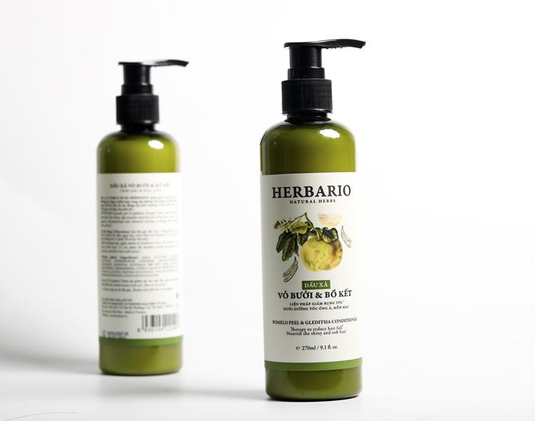 Dầu Xả Vỏ Bưởi và Bồ Kết Herbario Giảm Rụng Tóc, Giúp Tóc Óng Ả, Mềm Mại 270ml nhập khẩu