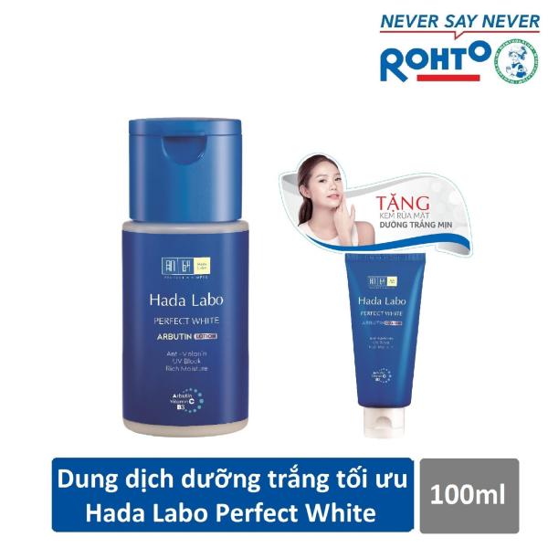 Dung dịch dưỡng trắng da tối ưu Hada Labo Perfect White Lotion 100ml + Tặng Kem rửa mặt Hada Labo 25g cao cấp