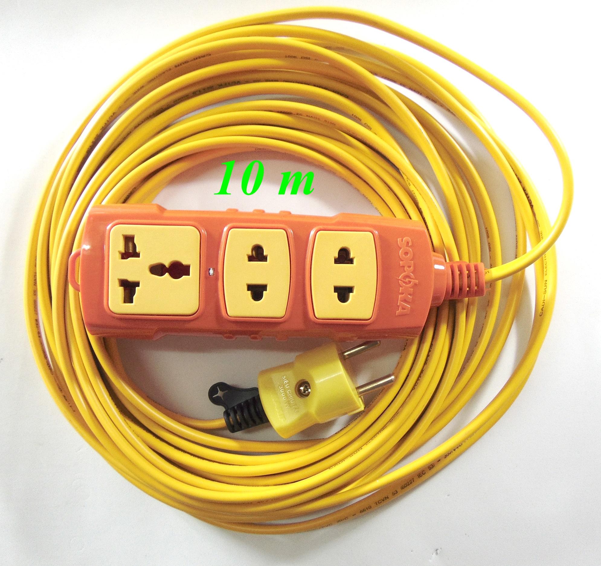 Bộ ổ cắm điện Sopoka chịu tải P6000W và 10m dây điện (Vàng)