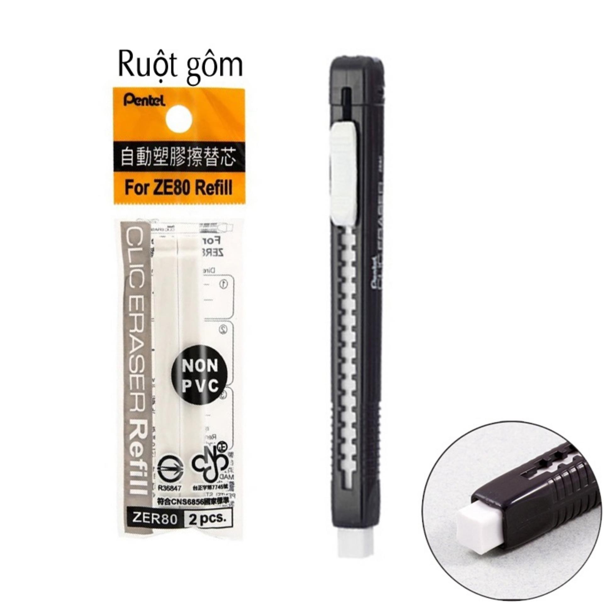 Túi 2 ruột bút gôm đẩy pentel ze80