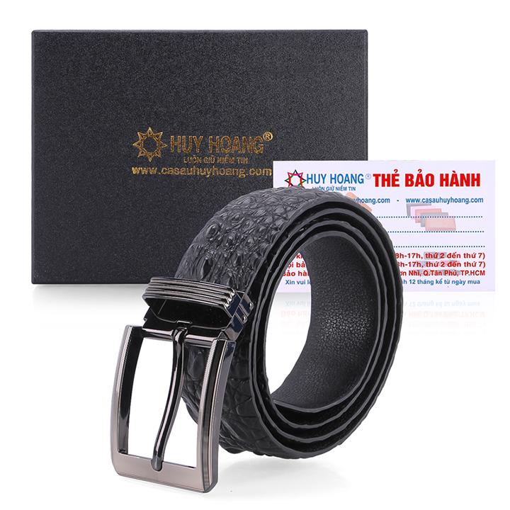 HL4228 - Thắt lưng nam da cá sấu bản lớn đầu kim màu đen