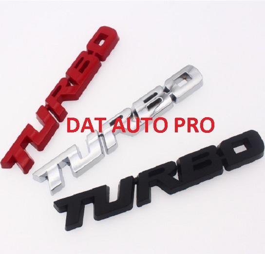 Tem nổi 3d kim loại chữ turbo màu đen.