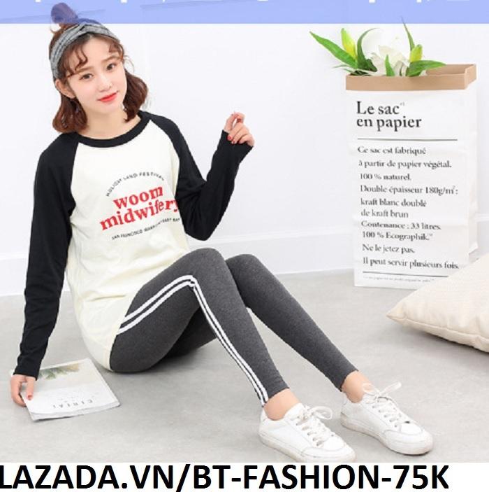 [HCM]Quần Dài Nữ Thun Ôm Legging Thể Thao Thời Trang Hàn Quốc - BT Fashion (QTT01B2-2 SỌC)