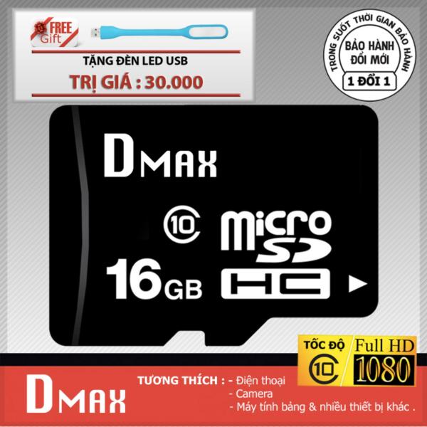 Thẻ nhớ 16GB Dmax Micro SDHC class 10 - Bảo hành 5 năm+Tặng đèn led