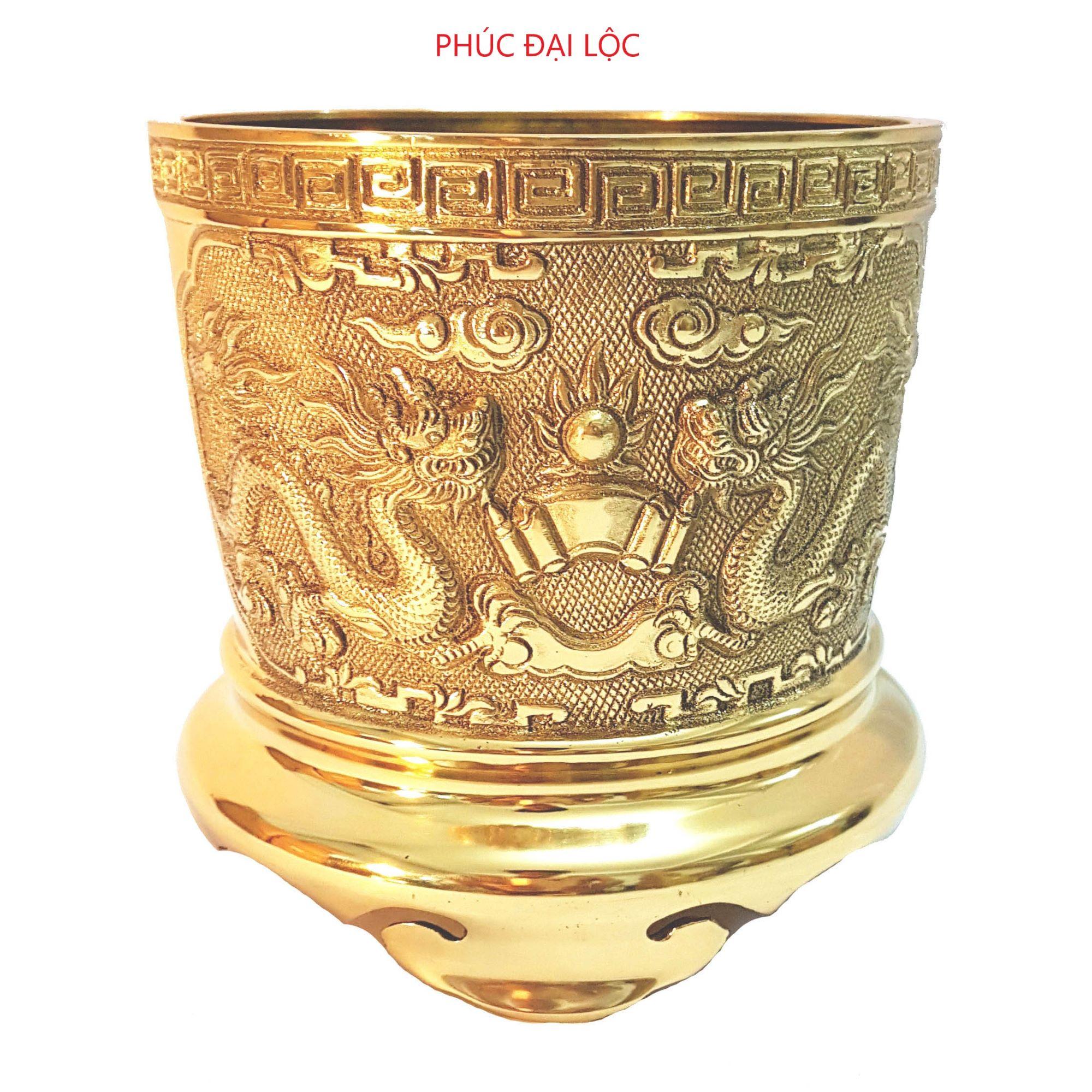 Bát hương đồng đường kính 16 cm màu vàng bóng