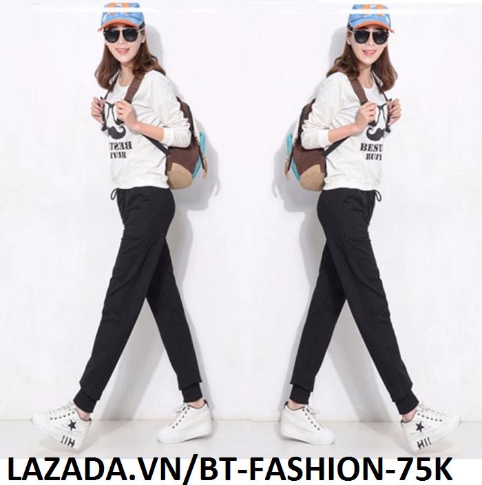 Quần Dài Nữ Thun Phom Rộng Jogger Thể Thao Thời Trang Hàn Quốc - BT Fashion (Trơn - 03)