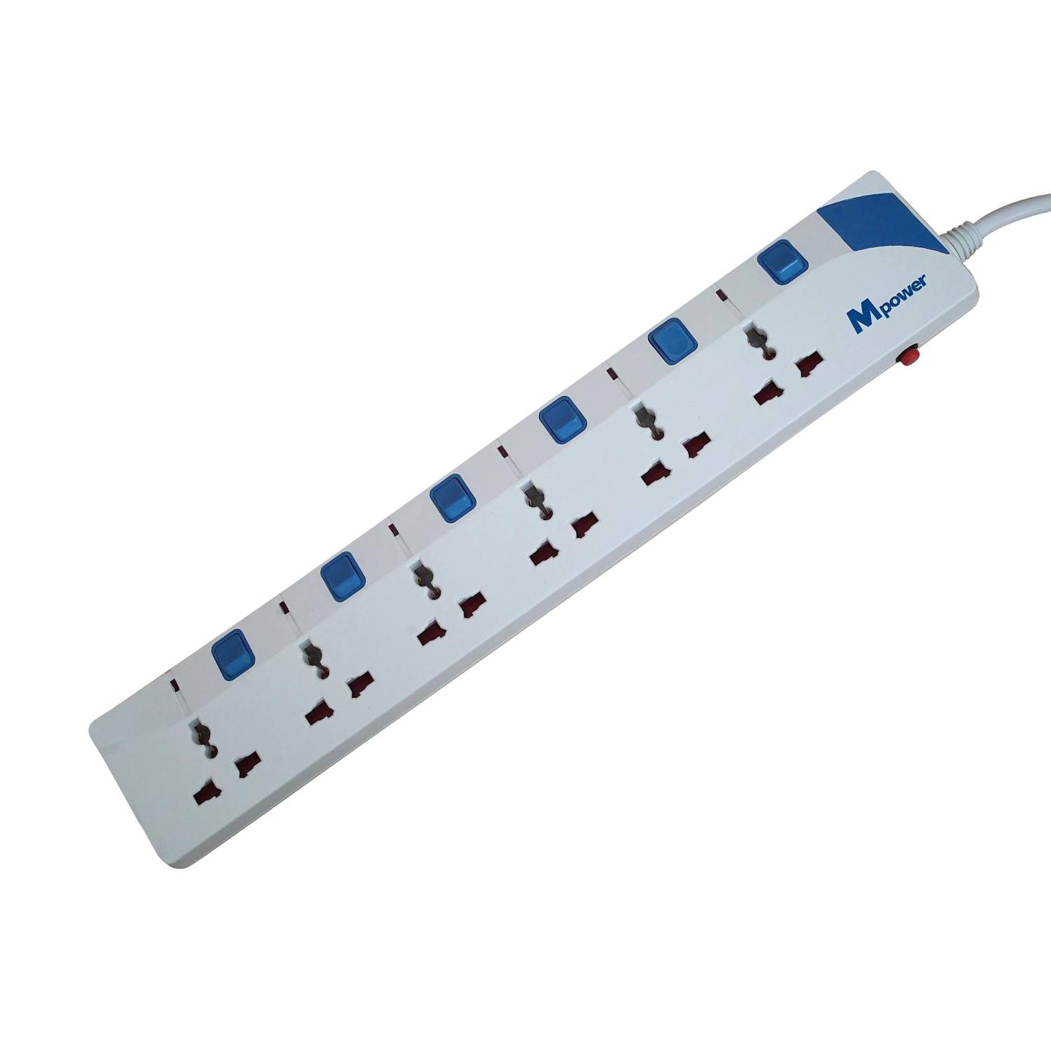 [HCM]Ổ cắm điện Mpower MP265S 6 ổ cắm 3 chân công tắc riêng (Trắng)