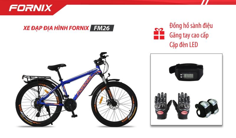 Mua Xe đạp địa hình thể thao Fornix FM26 + (Gift) Cặp đèn LED, Găng tay, Đồng hồ Đo Bước Đi