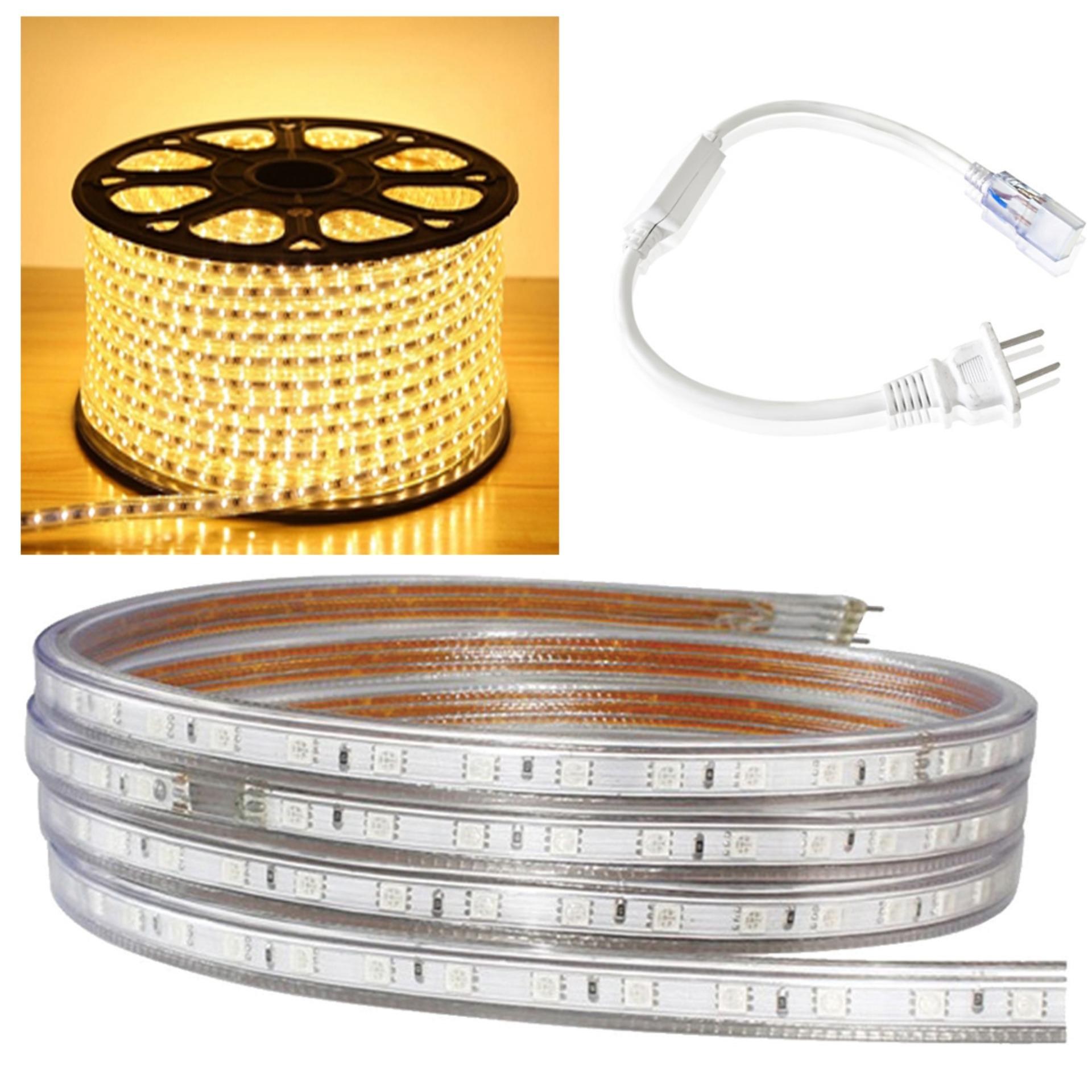 Cuộn led Dây 5050 ánh sáng vàng dài 100m tặng kèm 1 đầu nguồn